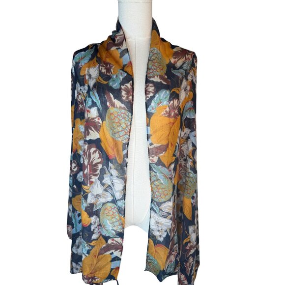 2/$30 Bohemian Geometric Tassel Scarf Navy Orange Blue Cotton And Linen - Picture 5 of 15